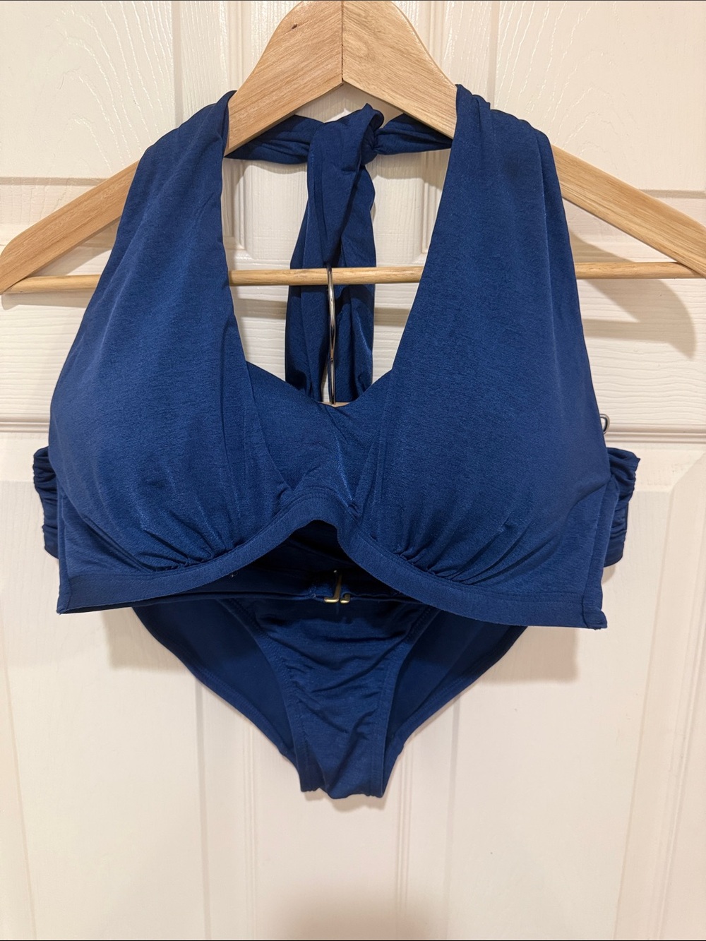 Athleta Navy Halter Swim Top with Mid rise Bikini Bottom 👙